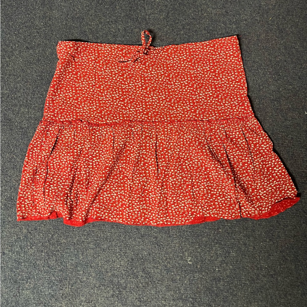 Brandy Melville Red Floral Mini Skirt